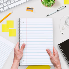Subject Notebook, 1 Subject, Wide Ruled, 140 Pages (70 Sheets) Per Book, Black Plastic Cover