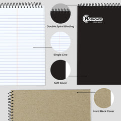 Steno Pad, Gregg Ruled, 160 Pages (80 Sheets) Per Book, Black Soft Cover