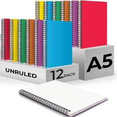 Spiral Notebook, 1 Subject, Blank, 120 Pages (60 Sheets) Per Book, Assorted Sturdy Plastic Cover