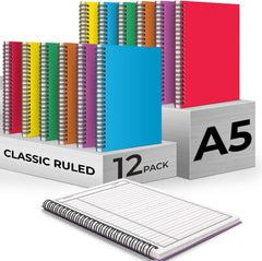 Spiral Notebook, 1 Subject, Line Sheet, 120 Pages (60 Sheets) Per Book, Assorted Sturdy Plastic Cover
