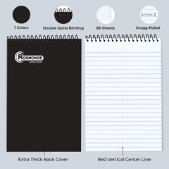 Steno Pad, Gregg Ruled, 160 Pages (80 Sheets) Per Book, Black Soft Cover