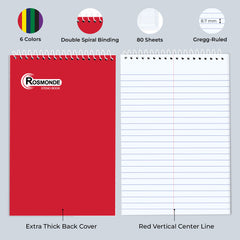 Steno Pad, Gregg Ruled, 160 Pages (80 Sheets) Per Book, Assorted Soft Cover