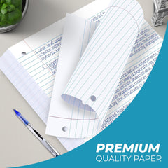 Loose Leaf Paper, Wide Ruled, 8" x 10.5", Filler Paper, 56 GSM Thick Paper, 3 Hole-Punched, 150 Sheets/Pack