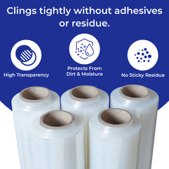 True 1500 Ft Stretch Wrap, 18" Wide, 80 Gauge Thick, Industrial Strength Film, Clear
