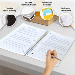 Subject Notebook, 1 Subject, College Ruled, 140 Pages (70 Sheets) Per Book, Black Plastic Cover