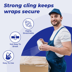 True 1500 Ft Stretch Wrap, 18" Wide, 80 Gauge Thick, Industrial Strength Film, Clear