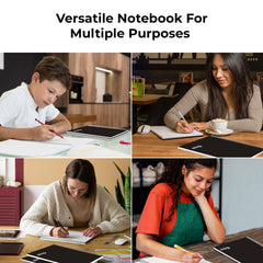 Subject Notebook, 1 Subject, College Ruled, 140 Pages (70 Sheets) Per Book, Black Plastic Cover