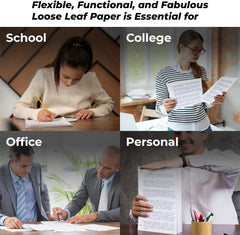 Loose Leaf Paper, College Ruled, 8" x 10.5", Filler Paper, 56 GSM Thick Paper, 3 Hole-Punched, 150 Sheets/Pack