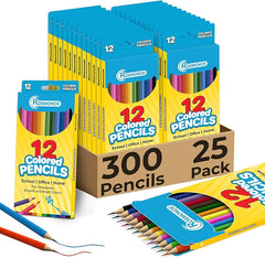 Colored Pencils, Pre Sharpened, 12 Vibrant Colors