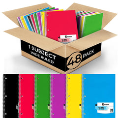 Subject Notebook, 1 Subject, Wide Ruled, 140 Pages (70 Sheets) Per Book, Soft Cover