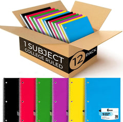 Subject Notebook, 1 Subject, College Ruled, 140 Pages (70 Sheets) Per Book, Soft Cover