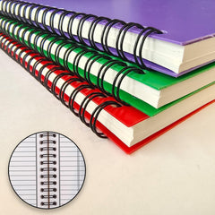Spiral Notebook, 1 Subject, Line Sheet, 120 Pages (60 Sheets) Per Book, Assorted Sturdy Plastic Cover