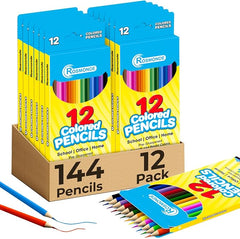 Colored Pencils, Pre Sharpened, 12 Vibrant Colors