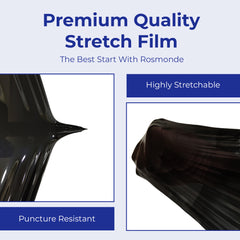 True 1500 Ft Stretch Wrap, 18" Wide, 80 Gauge Thick, Industrial Strength Film, Black