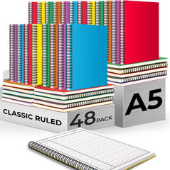 Spiral Notebook, 1 Subject, Line Sheet, 120 Pages (60 Sheets) Per Book, Assorted Sturdy Plastic Cover