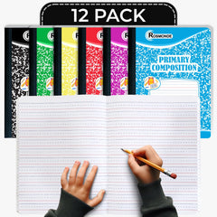Composition Notebook, Primary Ruled, 200 Pages (100 Sheets) Per Book, Hard Cover