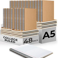 Kraft Spiral Notebook, College Ruled, 120 Pages (60 Sheets) Per Book, Hard Cover