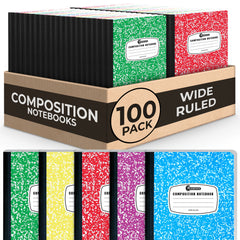 Composition Notebook, Wide Ruled, 200 Pages (100 Sheets) Per Book, Hard Cover