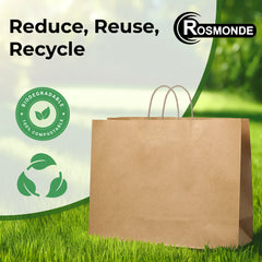 Rosmonde Kraft Paper Bag with Handle, 16" x 6" x 12", XL Brown Paper Shopping Bags