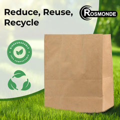 Rosmonde Kraft Paper Take Out Bag, 12" x 7" x 17", Grocery Bags, Gift Wrap Kraft Bags