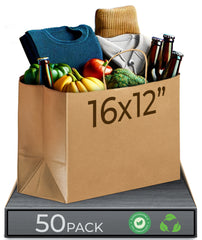 Rosmonde Kraft Paper Bag with Handle, 16" x 6" x 12", XL Brown Paper Shopping Bags