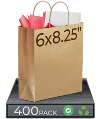 Rosmonde Kraft Paper Bag with Handle, 5.91" x 3.25" x 8.375", Kraft Gift Bags Bulk