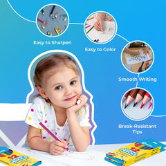 Colored Pencils, Pre Sharpened, 12 Vibrant Colors