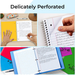 Subject Notebook, 5 Subject, College Ruled, 300 Pages (150 Sheets) Per Book, Assorted Plastic Cover