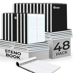 Steno Pad, Gregg Ruled, 160 Pages (80 Sheets) Per Book, Black Soft Cover