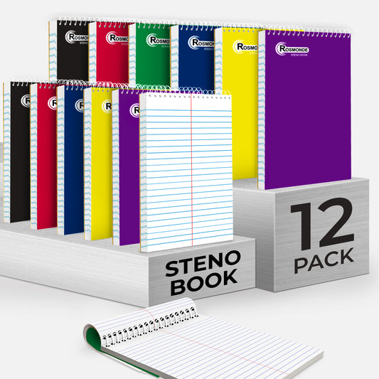Steno Pad, Gregg Ruled, 160 Pages (80 Sheets) Per Book, Assorted Soft Cover