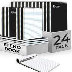 Steno Pad, Gregg Ruled, 160 Pages (80 Sheets) Per Book, Black Soft Cover