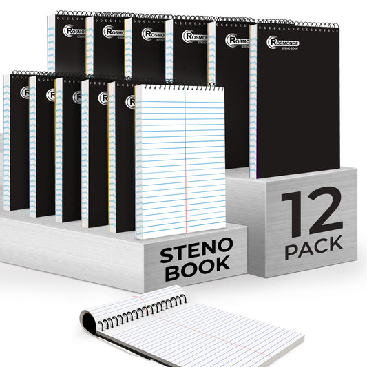 Steno Pad, Gregg Ruled, 160 Pages (80 Sheets) Per Book, Black Soft Cover