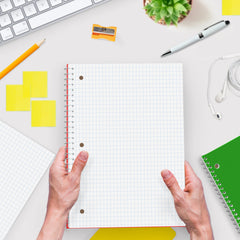 Subject Notebook, 3 Subject, Quad Ruled, 300 Pages (150 Sheets) Per Book, Soft Cover