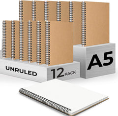 Kraft Spiral Notebook, Blank, 120 Pages (60 Sheets) Per Book, Hard Cover