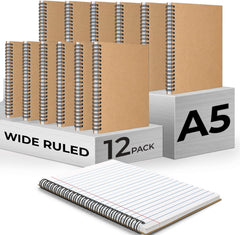 Kraft Spiral Notebook, Wide Ruled, 120 Pages (60 Sheets) Per Book, Hard Cover