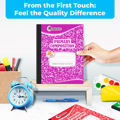 Composition Notebook, Primary Ruled, 200 Pages (100 Sheets) Per Book, Hard Cover