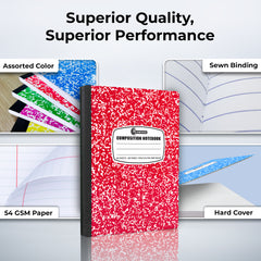 Composition Notebook, Wide Ruled, 200 Pages (100 Sheets) Per Book, Hard Cover