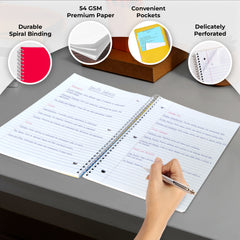 Subject Notebook, 3 Subject, College Ruled, 300 Pages (150 Sheets) Per Book, Assorted Plastic Cover