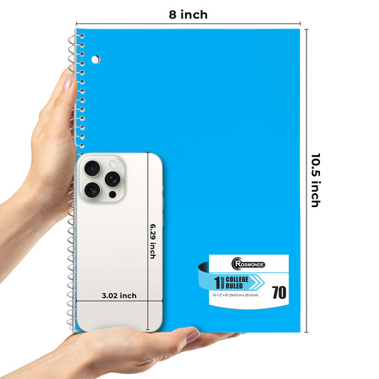 Subject Notebook, 1 Subject, College Ruled, 140 Pages (70 Sheets) Per Book, Soft Cover