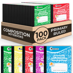 Composition Notebook, Primary Ruled, Draw and Write Journal, 200 Pages (100 Sheets) Per Book, Hard Cover