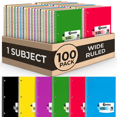 Subject Notebook, 1 Subject, Wide Ruled, 140 Pages (70 Sheets) Per Book, Soft Cover