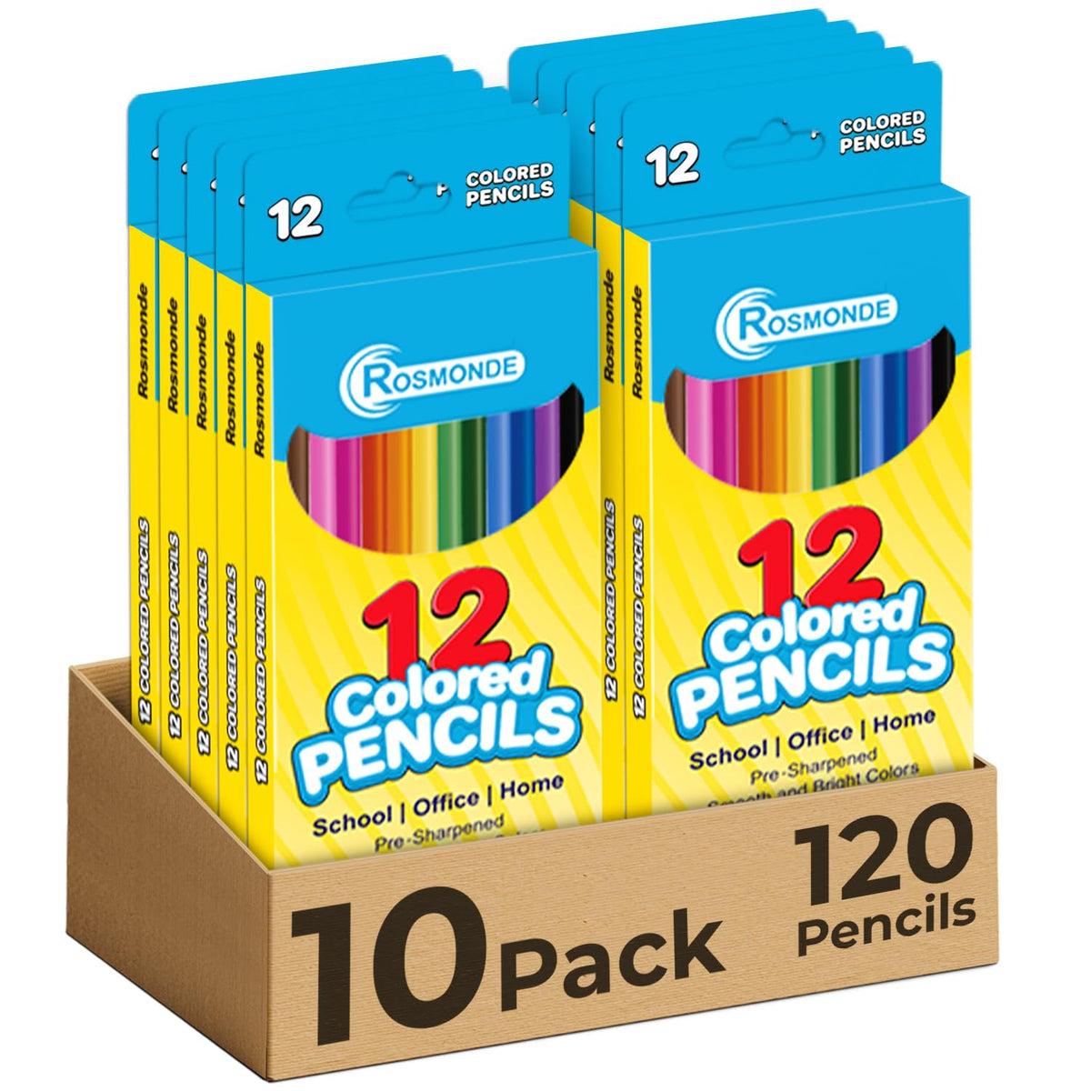 Colored Pencils, Pre Sharpened, 12 Vibrant Colors