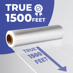 True 1500 Ft Stretch Wrap, 18" Wide, 80 Gauge Thick, Industrial Strength Film, Clear