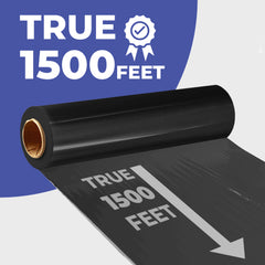 True 1500 Ft Stretch Wrap, 18" Wide, 80 Gauge Thick, Industrial Strength Film, Black