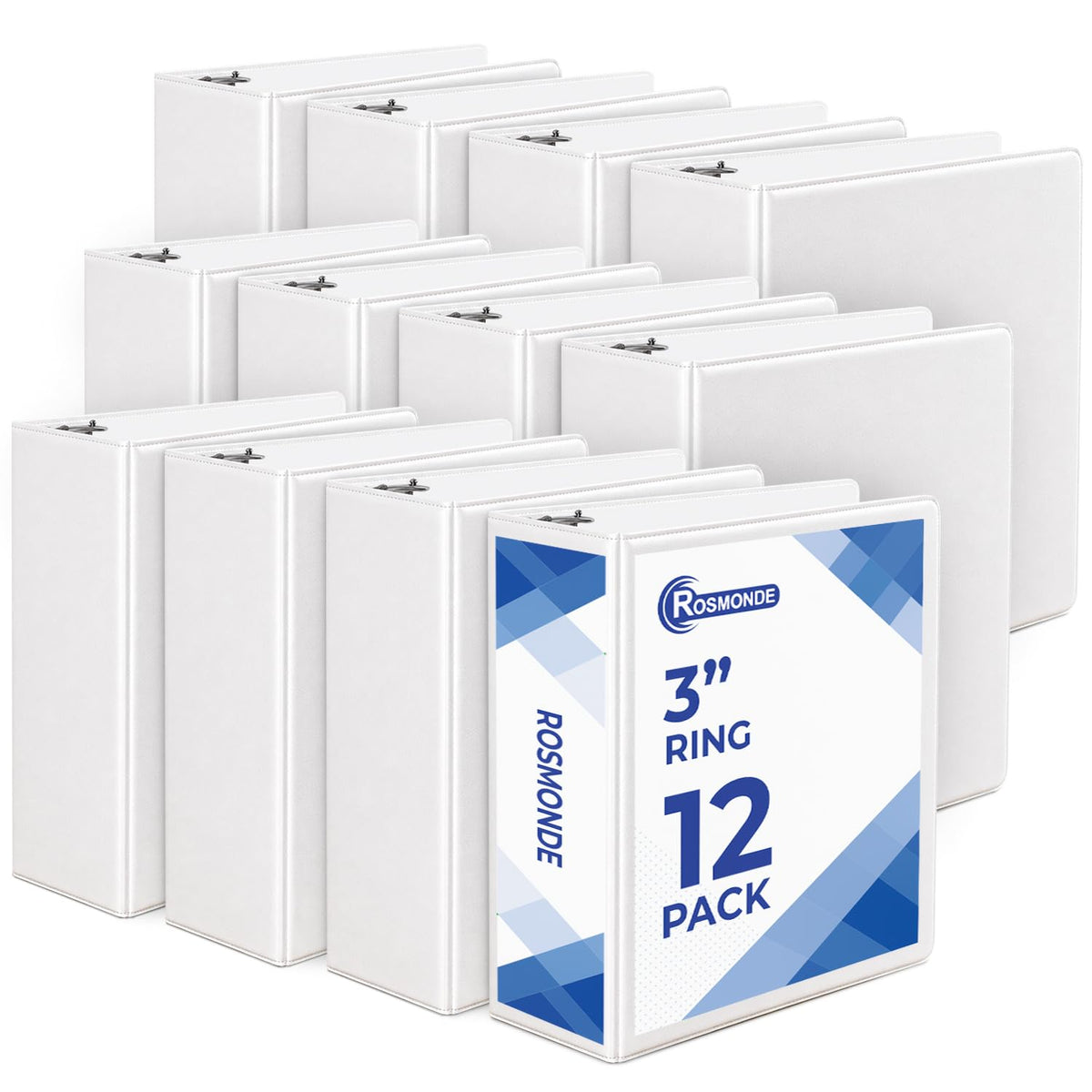 Rosmonde Ring Binder 3 Inch, 12 Pack, White