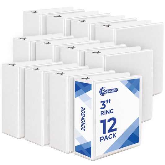Rosmonde Ring Binder 3 Inch, 12 Pack, White