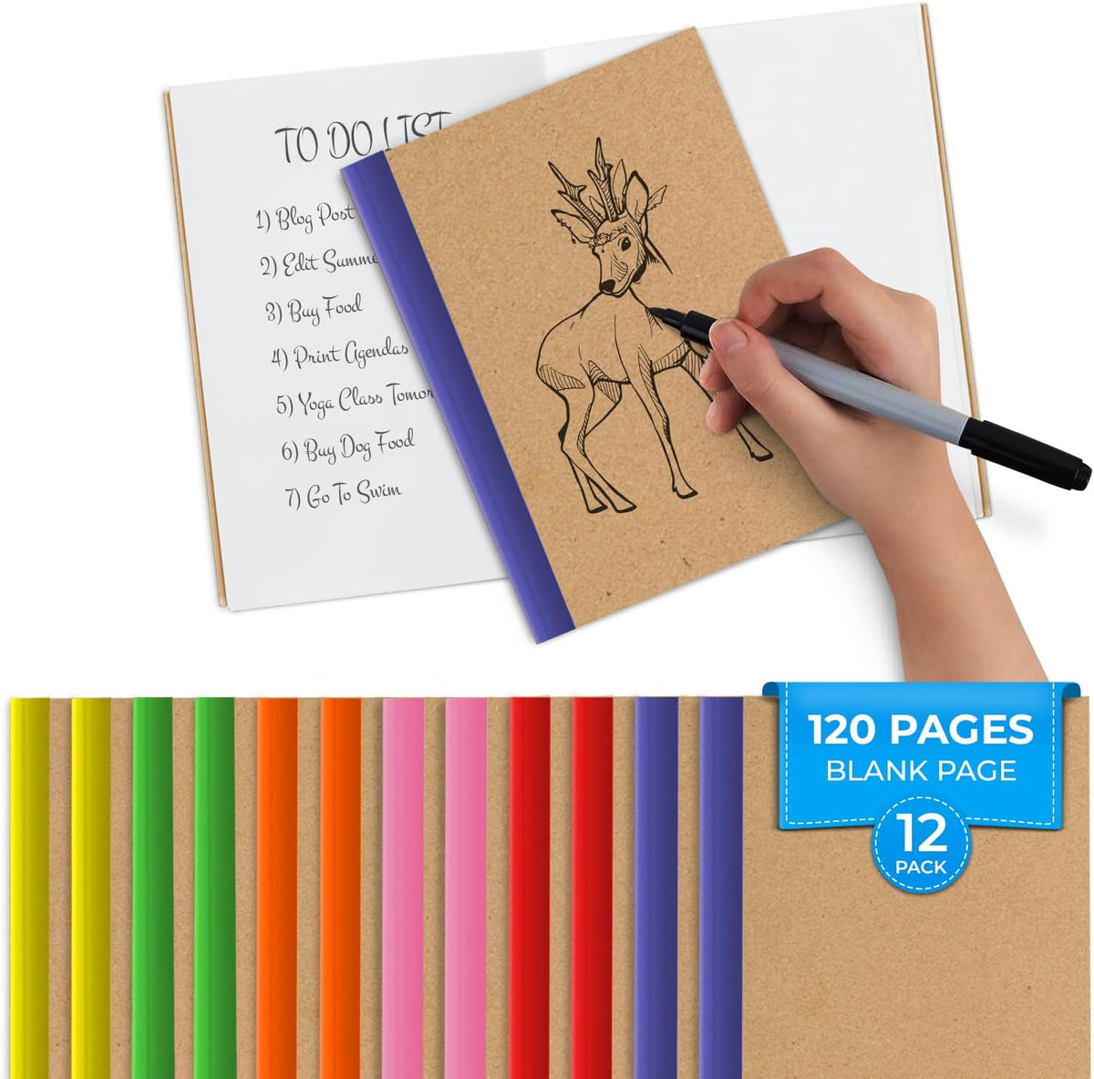 Kraft Composition Notebook, Blank, 120 Pages (60 Sheets) Per Book, Soft Cover