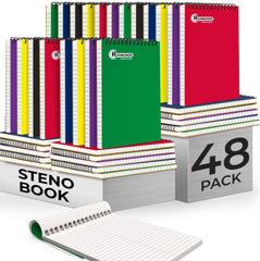 Steno Pad, Gregg Ruled, 160 Pages (80 Sheets) Per Book, Assorted Soft Cover