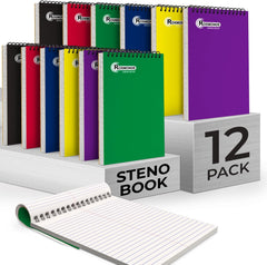 Steno Pad, Gregg Ruled, 160 Pages (80 Sheets) Per Book, Assorted Soft Cover