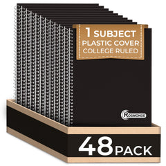 Subject Notebook, 1 Subject, College Ruled, 140 Pages (70 Sheets) Per Book, Black Plastic Cover